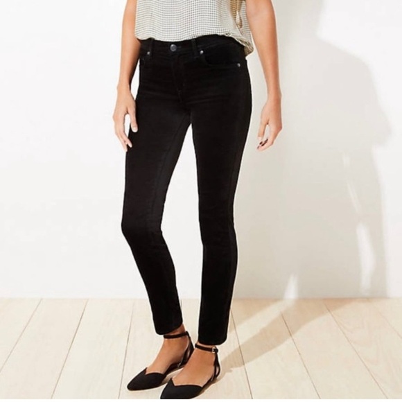 NWT LOFT Black Velvet Modern Skinny Jeans - Picture 1 of 4